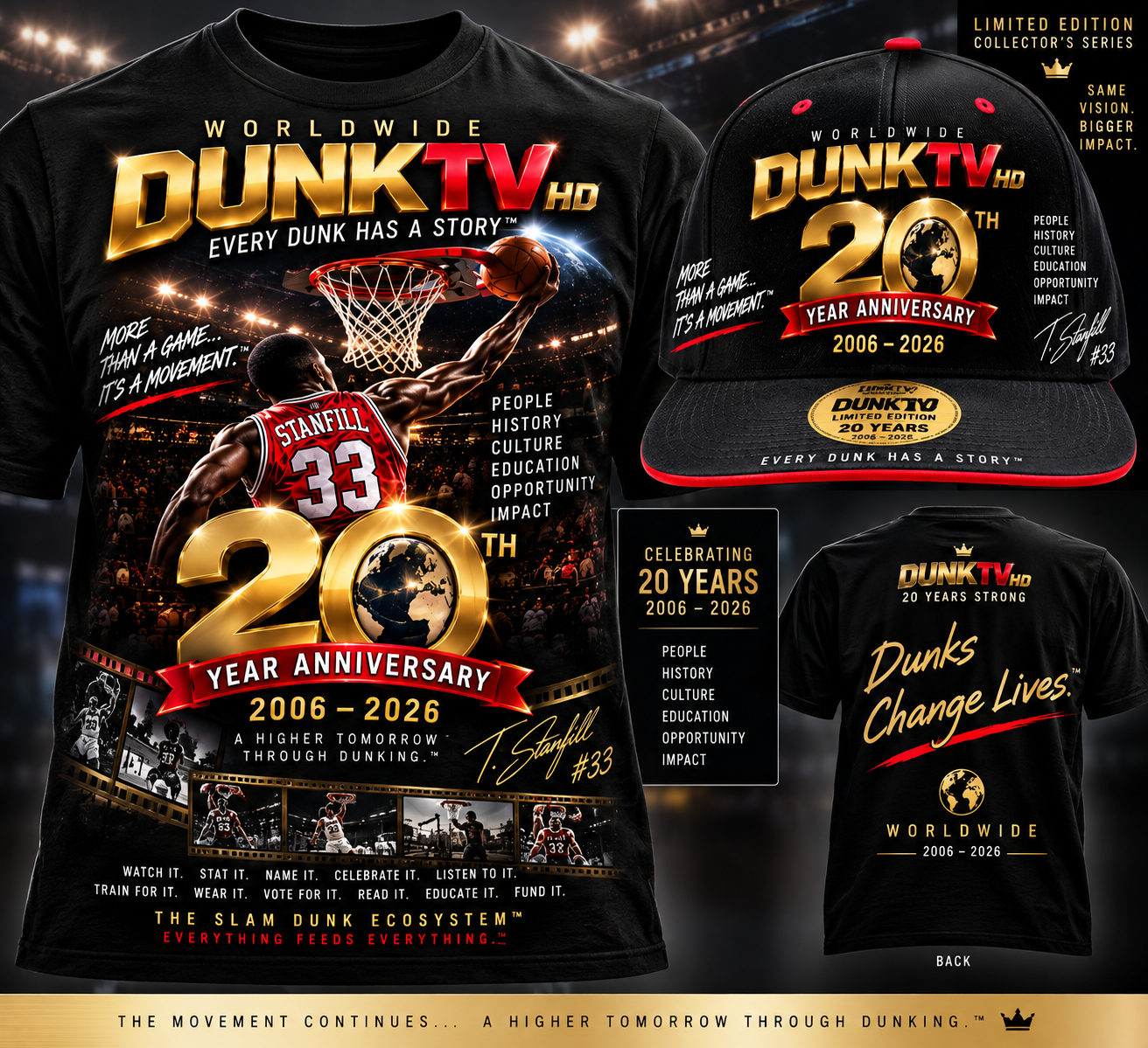 DunkTV HD 20th Anniversary limited-edition T-shirt and hat collection